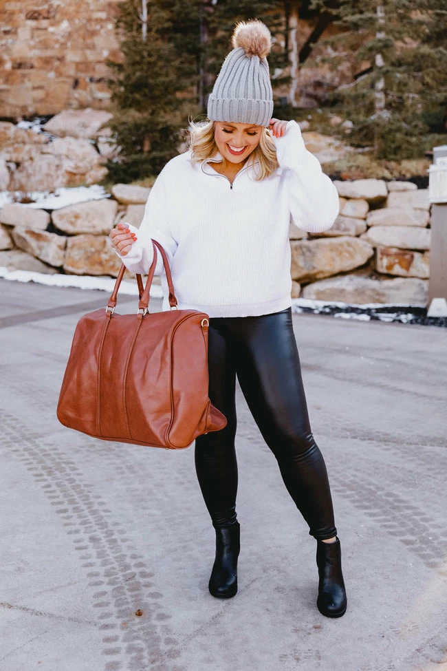 Hot Sale ๐ Pink Lily In The Daylight Ivory Quarter Zip Sweater FINAL SALE ๐