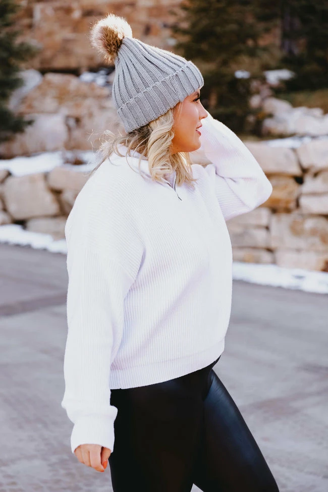 Hot Sale ๐ Pink Lily In The Daylight Ivory Quarter Zip Sweater FINAL SALE ๐ - Image 4