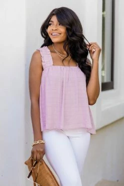 Wholesale 🎁 Pink Lily Nothings Impossible Ruffle Straps Berry Tank FINAL SALE 😀