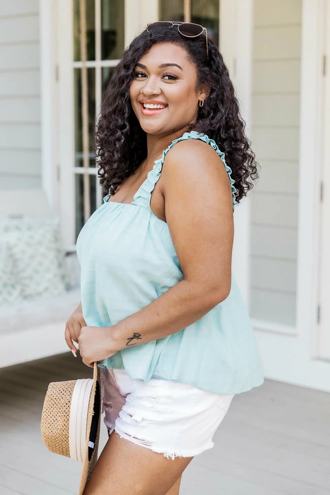Discount ⭐ Pink Lily Nothings Impossible Ruffle Straps Blue Tank FINAL SALE 🔔 - Image 14