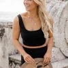 Buy ⌛ Pink Lily Saving Grace Cropped Ribbed Black Tank FINAL SALE 😍