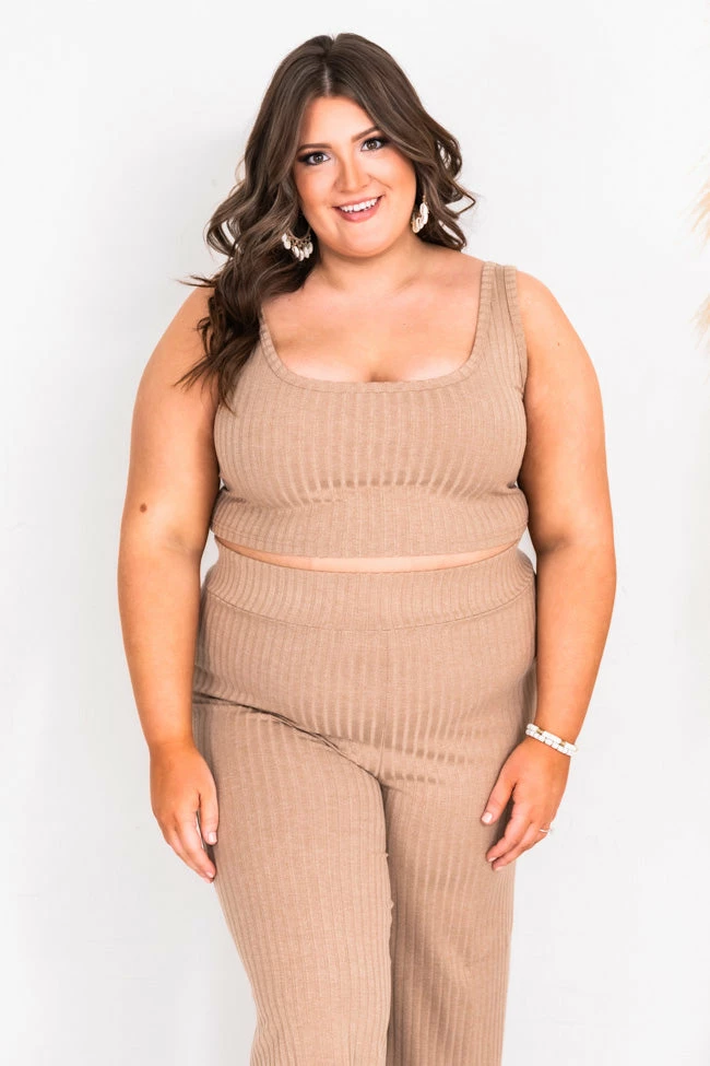 Hot Sale ⌛ Pink Lily Saving Grace Cropped Ribbed Taupe Tank FINAL SALE 🔔 - Image 12