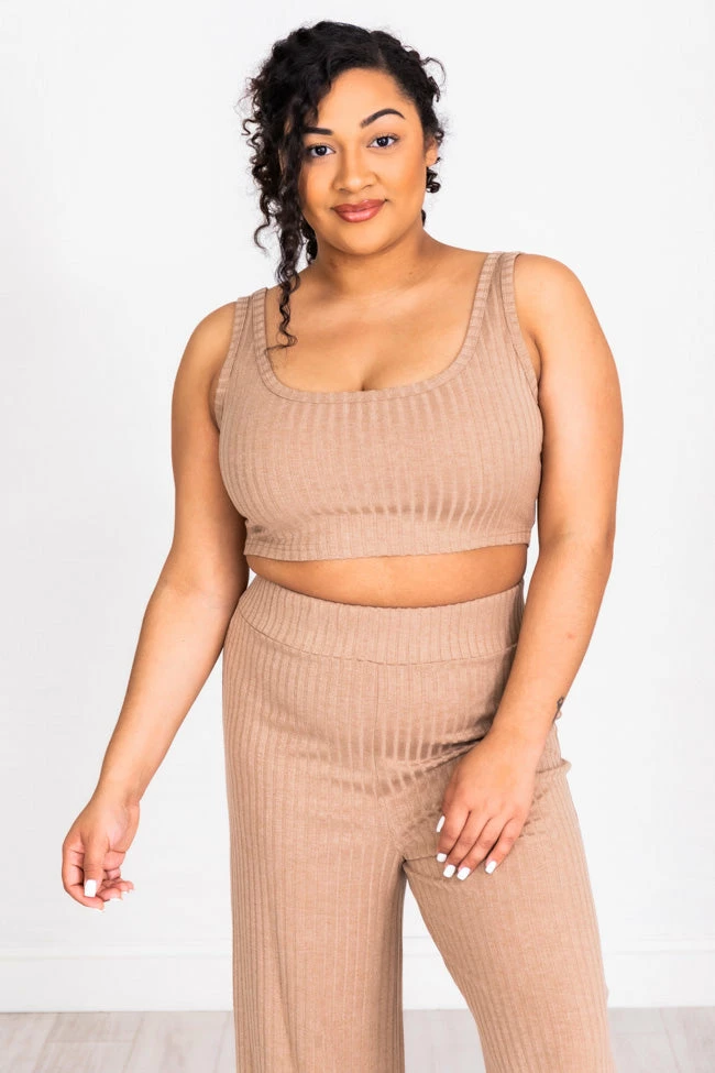 Hot Sale ⌛ Pink Lily Saving Grace Cropped Ribbed Taupe Tank FINAL SALE 🔔 - Image 9