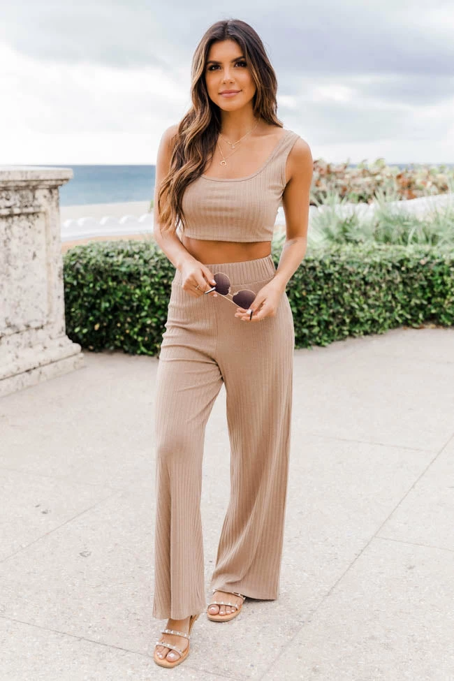 Hot Sale ⌛ Pink Lily Saving Grace Cropped Ribbed Taupe Tank FINAL SALE 🔔 - Image 2