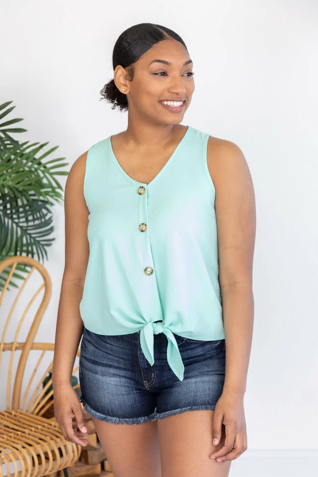 Discount ✨ Pink Lily My Only Reason Button Tie Up Seafoam Tank FINAL SALE 🤩 - Image 13