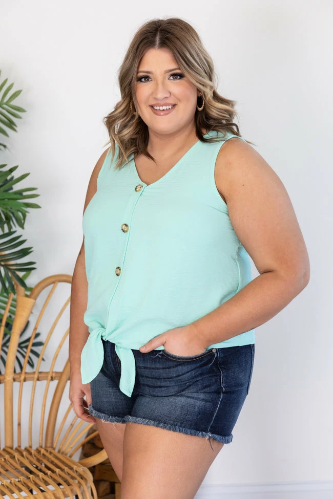 Discount ✨ Pink Lily My Only Reason Button Tie Up Seafoam Tank FINAL SALE 🤩 - Image 18