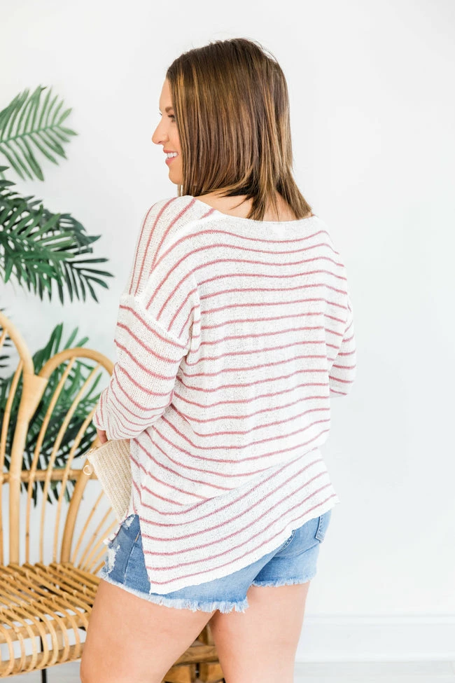 Best Pirce ❤️ Pink Lily Something About You Ivory/Mauve Sweater ⭐ - Image 10