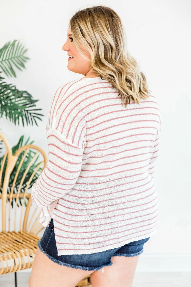 Best Pirce ❤️ Pink Lily Something About You Ivory/Mauve Sweater ⭐ - Image 16
