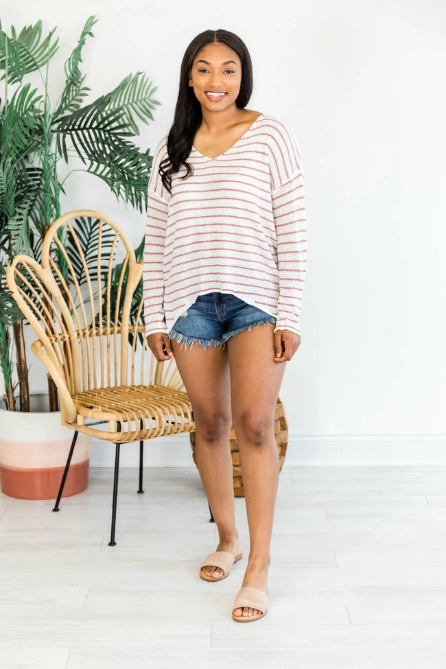 Best Pirce ❤️ Pink Lily Something About You Ivory/Mauve Sweater ⭐ - Image 11