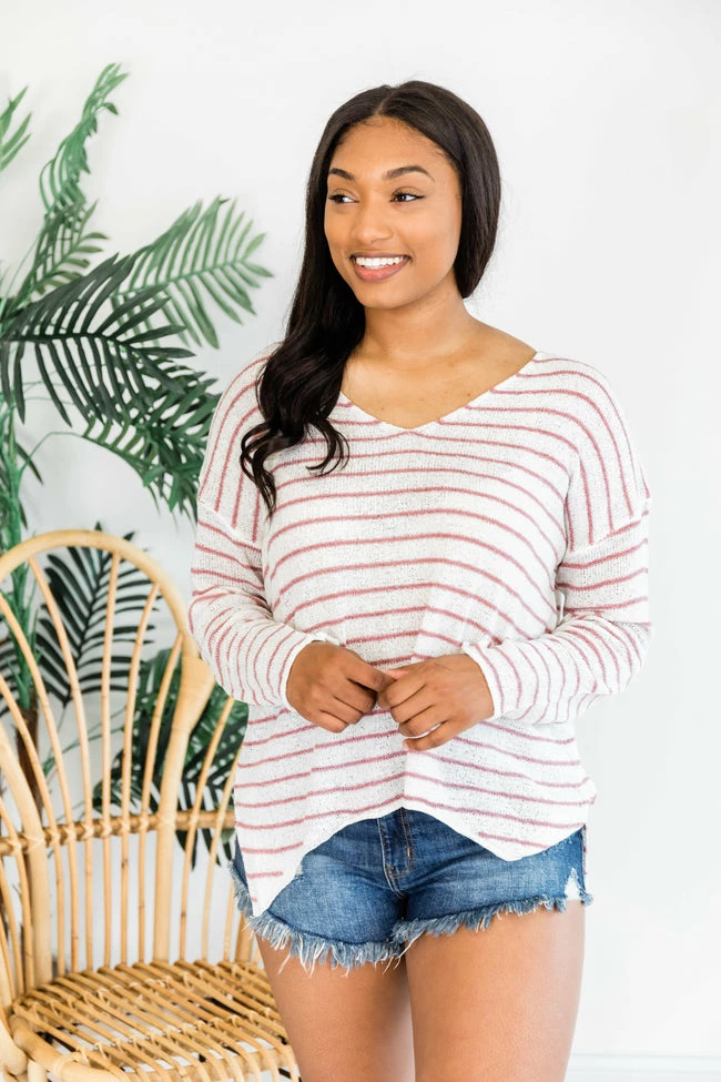 Best Pirce ❤️ Pink Lily Something About You Ivory/Mauve Sweater ⭐ - Image 12