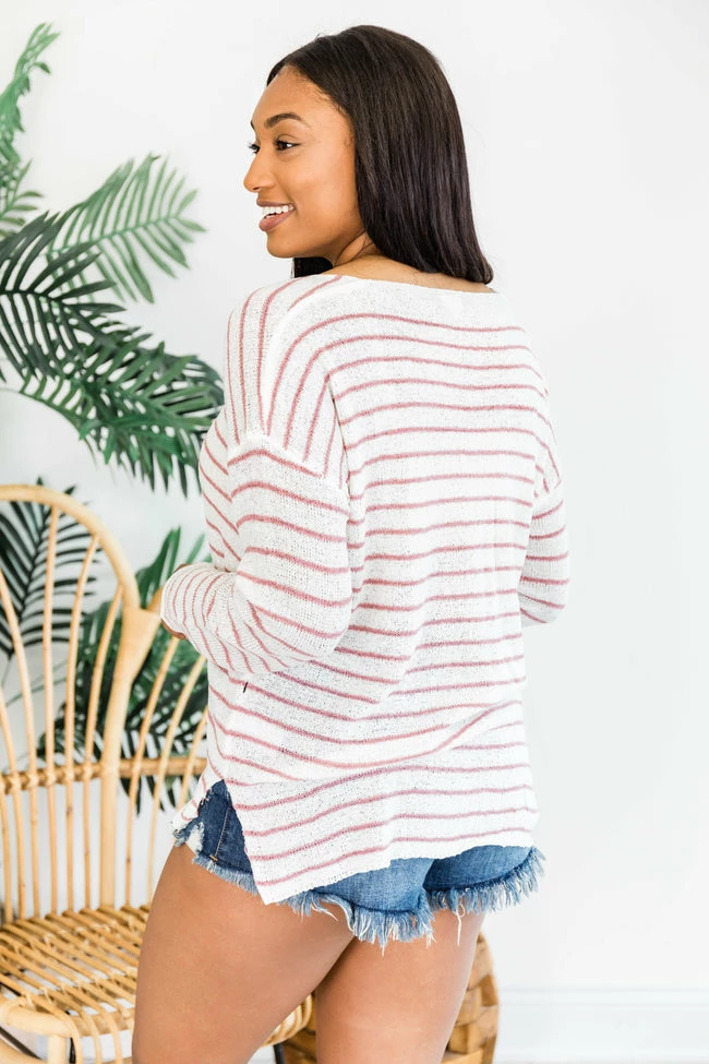 Best Pirce ❤️ Pink Lily Something About You Ivory/Mauve Sweater ⭐ - Image 13