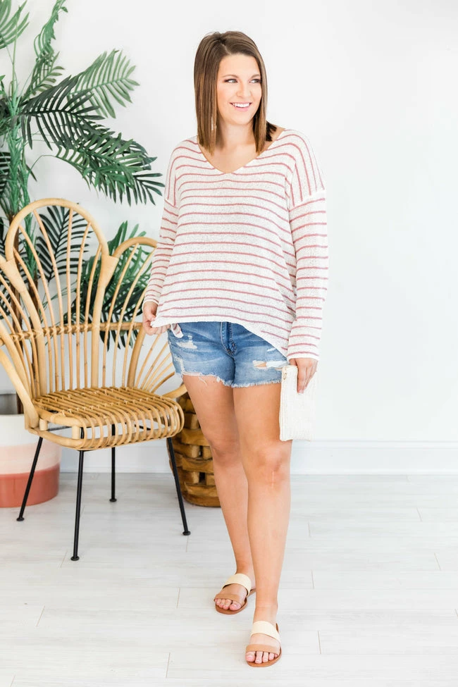 Best Pirce ❤️ Pink Lily Something About You Ivory/Mauve Sweater ⭐ - Image 8