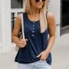 Deals 👍 Pink Lily Courageous Soul Navy Ribbed Tank FINAL SALE ✔️