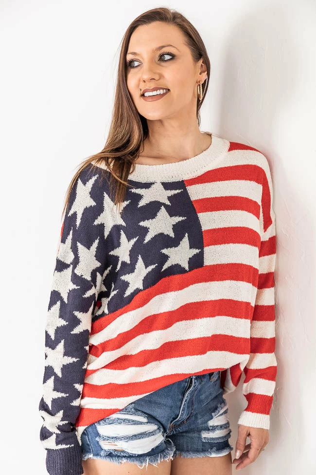 Best Sale ⭐ Pink Lily My Last Wish American Flag Ivory Sweater FINAL SALE ✔️ - Image 10
