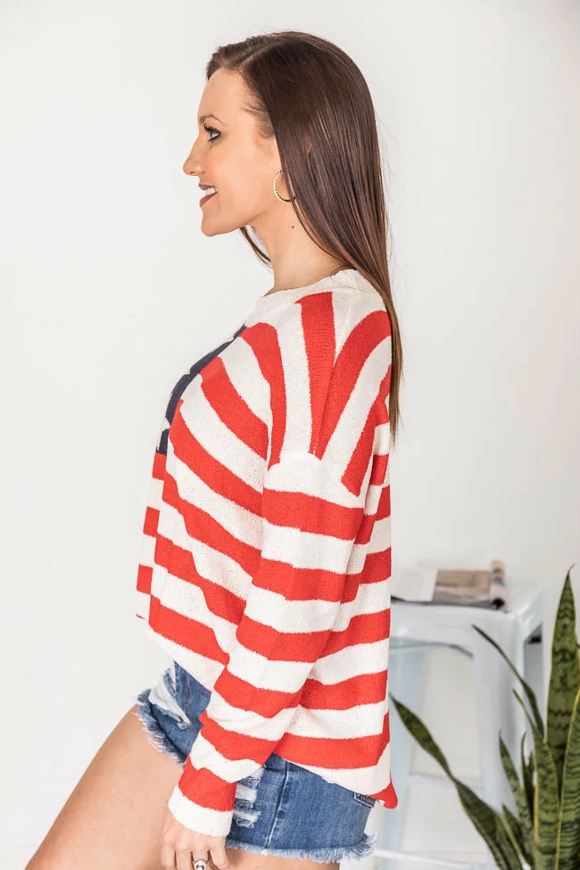 Best Sale ⭐ Pink Lily My Last Wish American Flag Ivory Sweater FINAL SALE ✔️ - Image 11