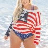 Best Sale ⭐ Pink Lily My Last Wish American Flag Ivory Sweater FINAL SALE ✔️