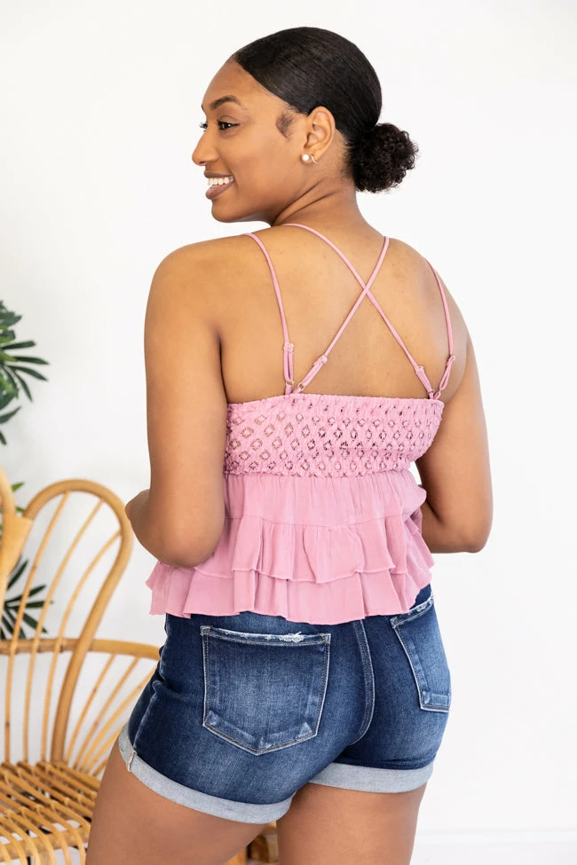 Coupon โญ Pink Lily True Passion Rose Lace Tiered Tank FINAL SALE ๐ - Image 16