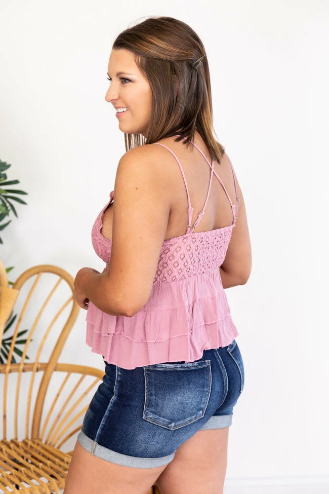 Coupon โญ Pink Lily True Passion Rose Lace Tiered Tank FINAL SALE ๐ - Image 12