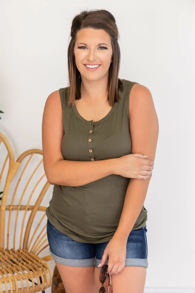 Cheap ๐ Pink Lily Grand Appreciation Green Ribbed Henley Tank FINAL SALE ๐ - Image 8