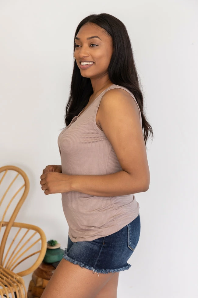 Promo 🧨 Pink Lily Grand Appreciation Beige Ribbed Henley Tank 🥰 - Image 12