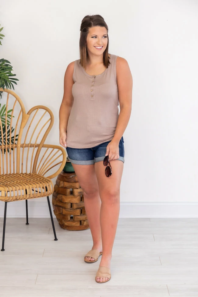 Promo 🧨 Pink Lily Grand Appreciation Beige Ribbed Henley Tank 🥰 - Image 7