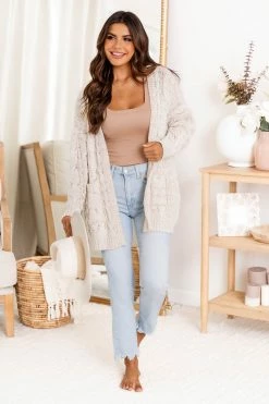 Cheapest ✨ Pink Lily Stay Fabulous Ivory Knit Cardigan ⌛