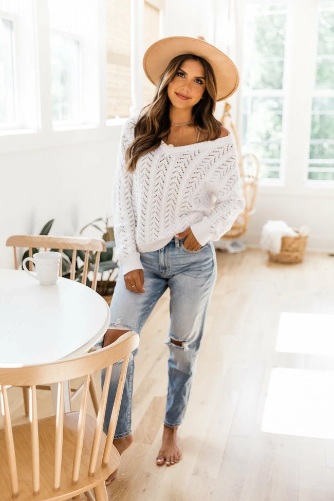 Best reviews of ✨ Pink Lily Saturday Trends Ivory Open Knit Sweater 🧨 - Image 6