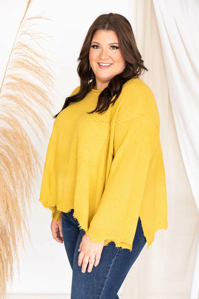 Brand new ๐ Pink Lily Continue This Journey Mustard Pocket Sweater FINAL SALE ๐ - Image 17