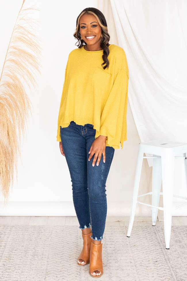 Brand new ๐ Pink Lily Continue This Journey Mustard Pocket Sweater FINAL SALE ๐ - Image 13