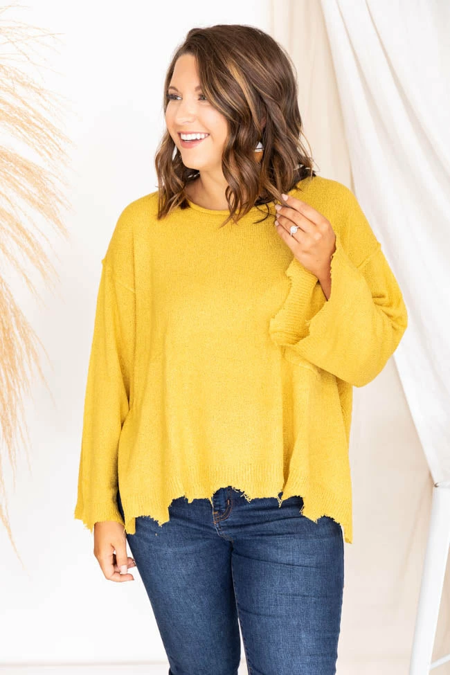 Brand new ๐ Pink Lily Continue This Journey Mustard Pocket Sweater FINAL SALE ๐ - Image 10