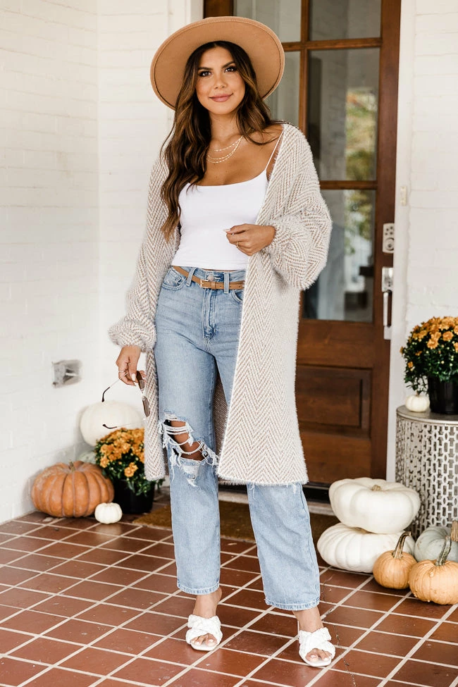 Top 10 🛒 Pink Lily Trip Into Town Brown Herringbone Duster Cardigan FINAL SALE 👍 - Image 6