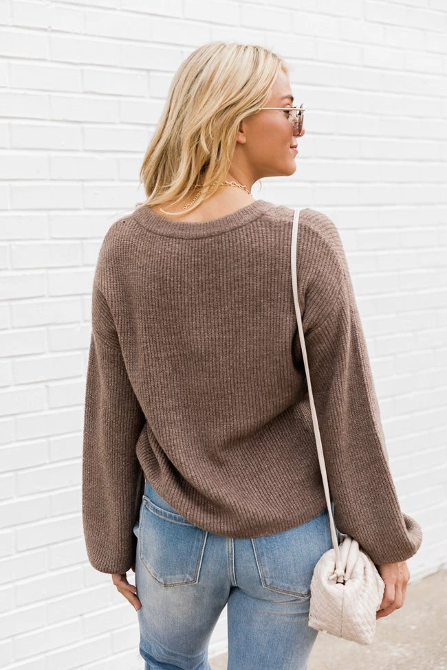 Cheap 🤩 Pink Lily Constant Reminder Brown V-Neck Sweater FINAL SALE 🌟 - Image 8