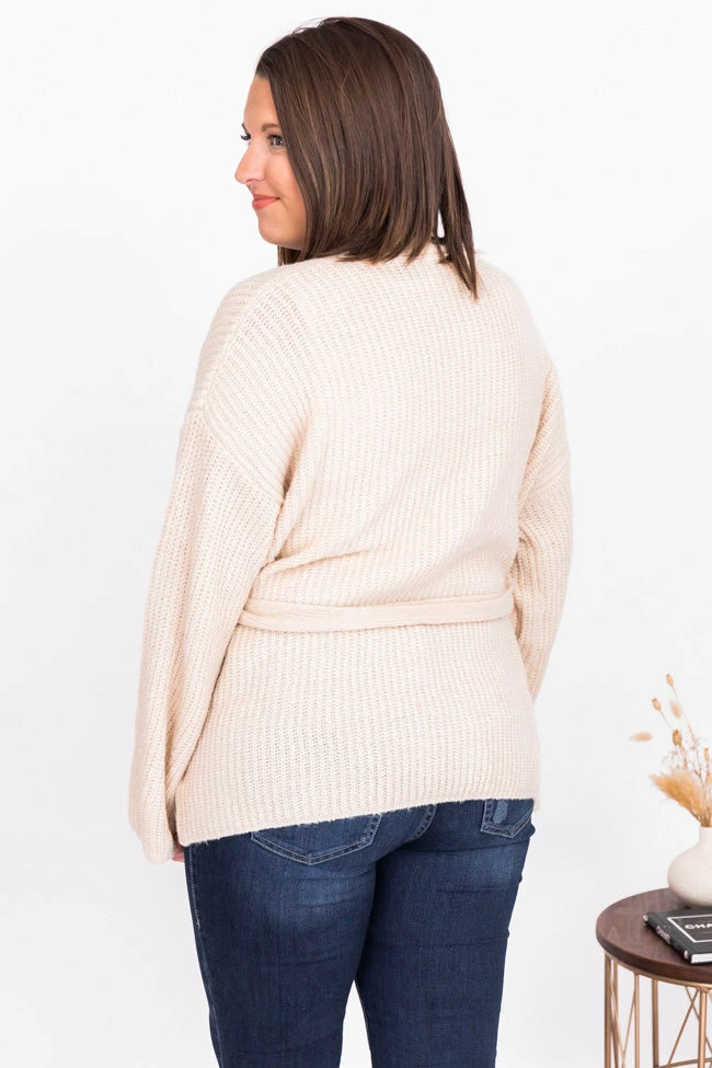 Cheap 🛒 Pink Lily Distracted By You Oatmeal Wrap Tie Cardigan ✨ - Image 12