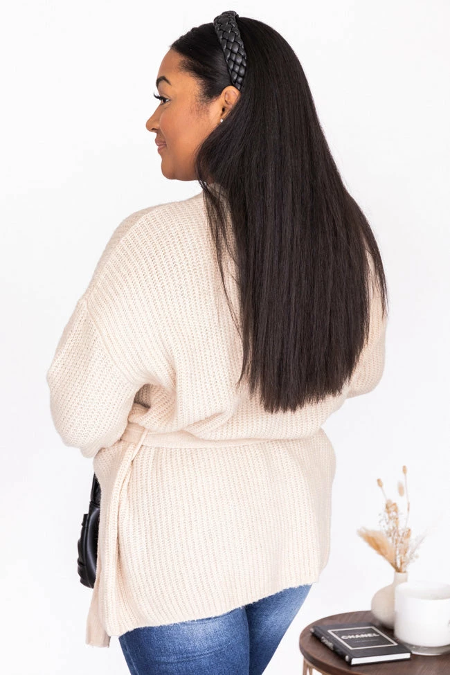 Cheap 🛒 Pink Lily Distracted By You Oatmeal Wrap Tie Cardigan ✨ - Image 16