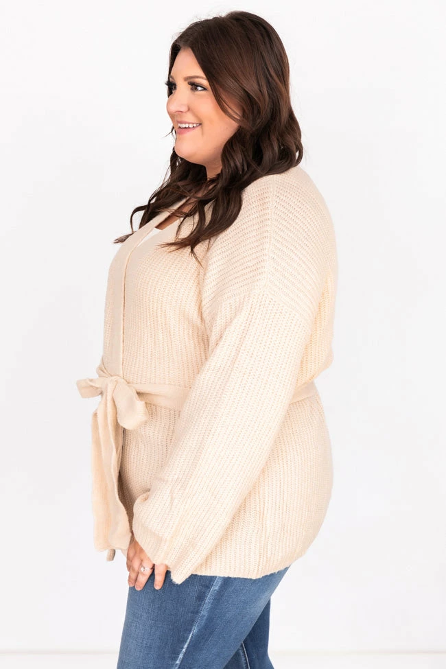 Cheap 🛒 Pink Lily Distracted By You Oatmeal Wrap Tie Cardigan ✨ - Image 19