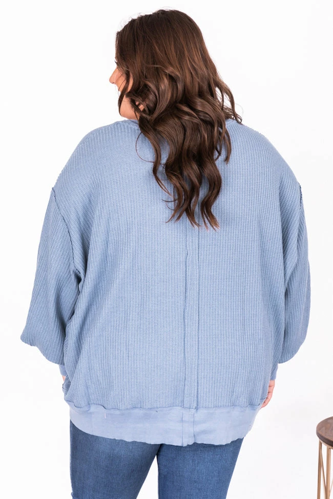 Top 10 ❤️ Pink Lily Since You've Been Gone Blue Waffle Knit V-Neck Sweater 🔔 - Image 14