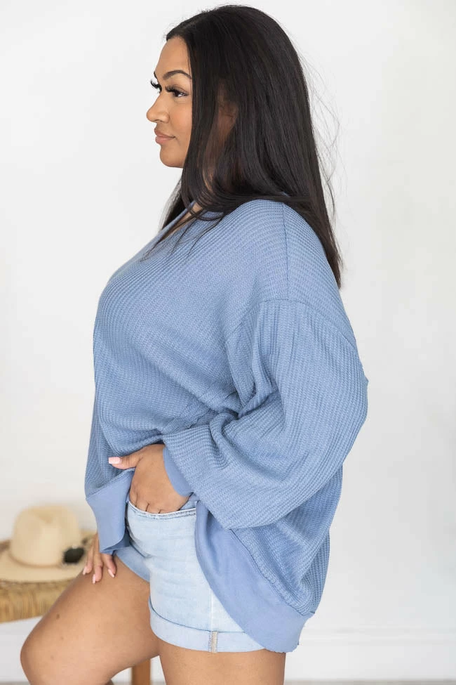 Top 10 ❤️ Pink Lily Since You've Been Gone Blue Waffle Knit V-Neck Sweater 🔔 - Image 10