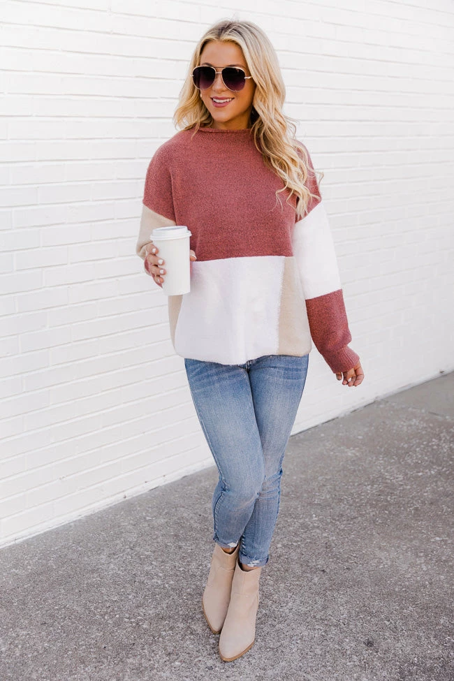 Best reviews of ✔️ Pink Lily Distracted Love Pink Colorblock Mock Neck Sweater FINAL SALE 😉 - Image 4