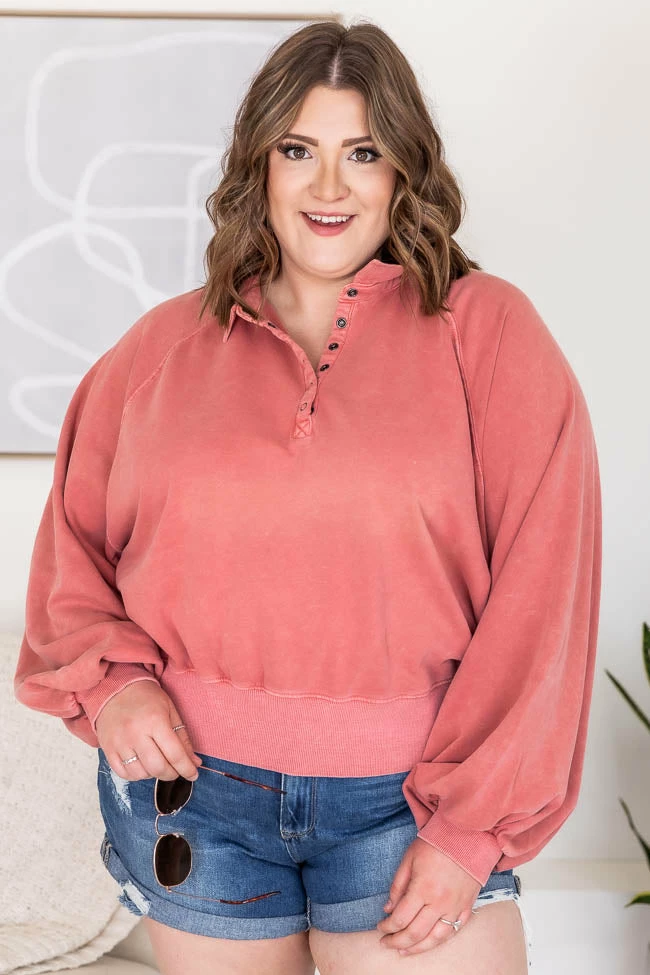 Discount ๐ฏ Pink Lily You And Me Mauve Acid Wash Button Up Pullover ๐ - Image 15