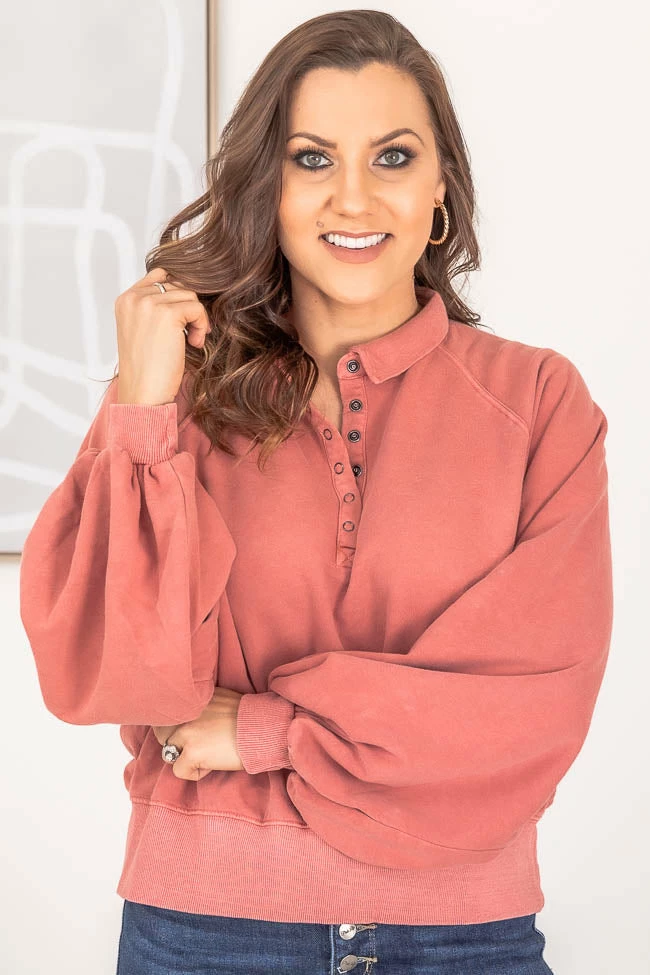 Discount ๐ฏ Pink Lily You And Me Mauve Acid Wash Button Up Pullover ๐ - Image 9