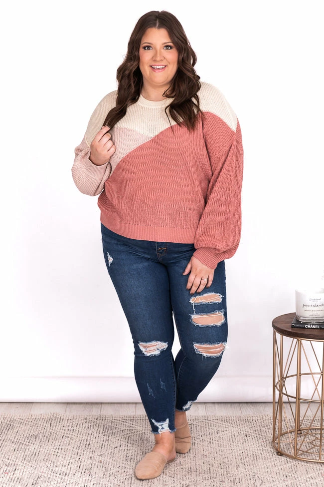 Cheapest ๐ Pink Lily Fond Of You Pink Colorblock Sweater โ๏ธ - Image 18