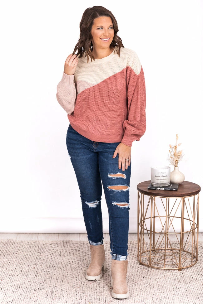 Cheapest ๐ Pink Lily Fond Of You Pink Colorblock Sweater โ๏ธ - Image 7