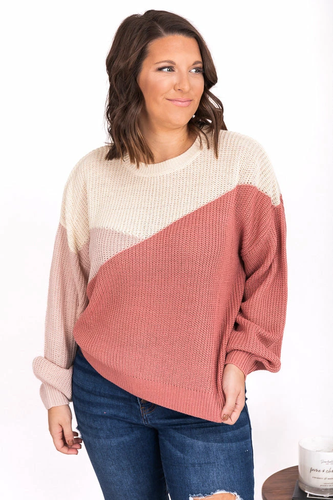 Cheapest ๐ Pink Lily Fond Of You Pink Colorblock Sweater โ๏ธ - Image 6