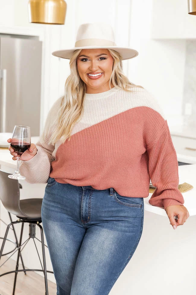 Cheapest ๐ Pink Lily Fond Of You Pink Colorblock Sweater โ๏ธ - Image 15