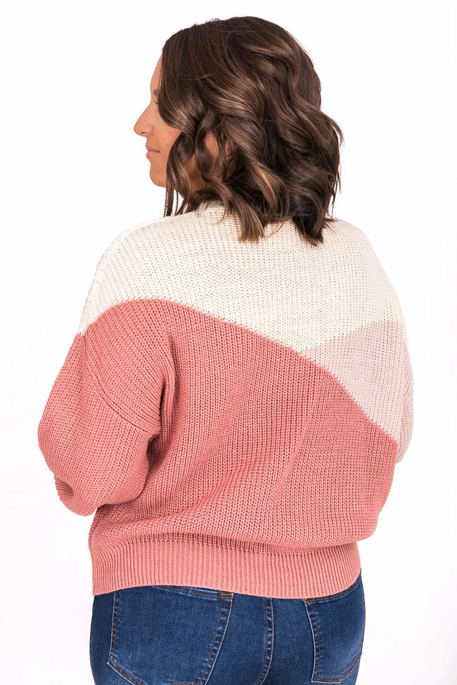 Cheapest ๐ Pink Lily Fond Of You Pink Colorblock Sweater โ๏ธ - Image 9