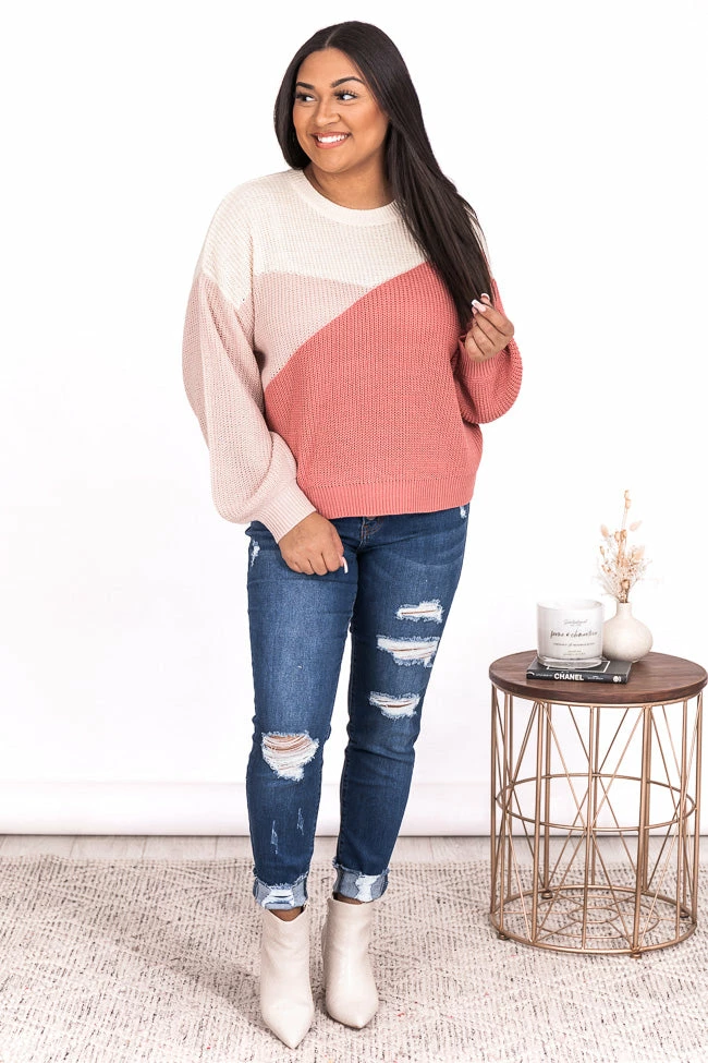 Cheapest ๐ Pink Lily Fond Of You Pink Colorblock Sweater โ๏ธ - Image 10