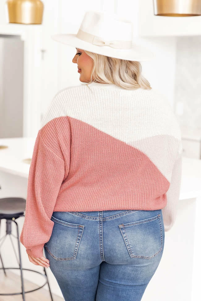 Cheapest ๐ Pink Lily Fond Of You Pink Colorblock Sweater โ๏ธ - Image 17