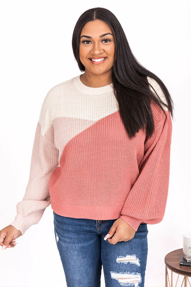 Cheapest ๐ Pink Lily Fond Of You Pink Colorblock Sweater โ๏ธ - Image 11