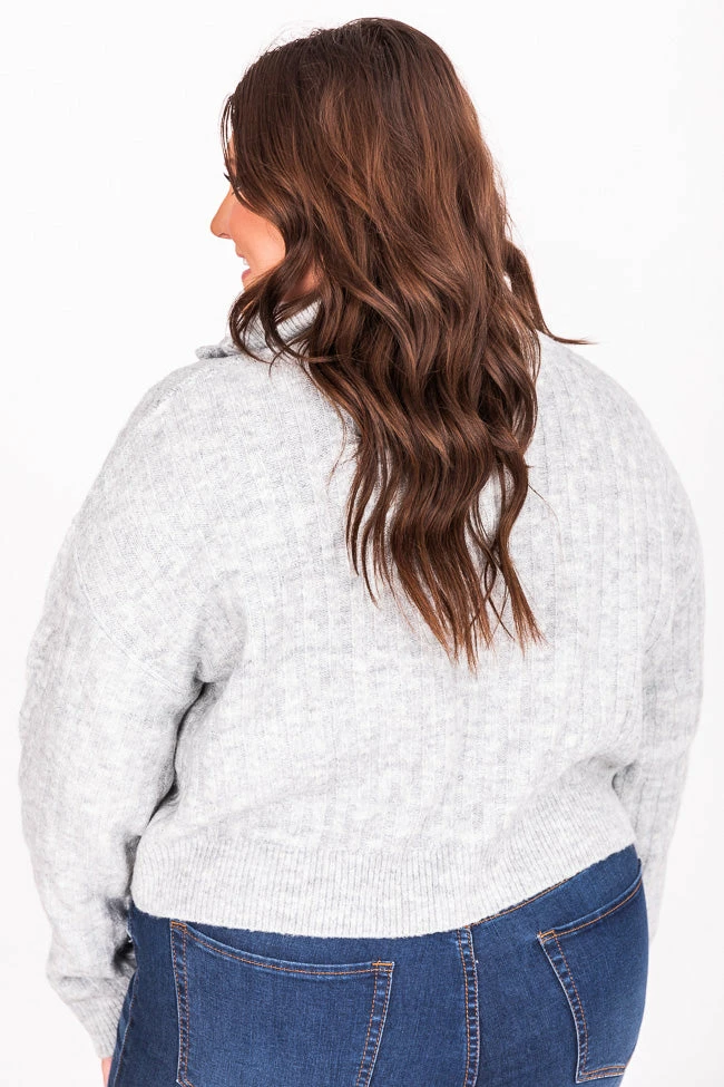 Cheapest 😍 Pink Lily Already Yours Grey Cropped Quarter Zip Sweater FINAL SALE 👏 - Image 18