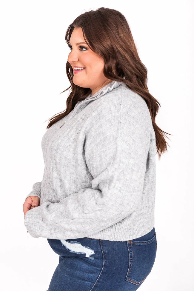 Cheapest 😍 Pink Lily Already Yours Grey Cropped Quarter Zip Sweater FINAL SALE 👏 - Image 17